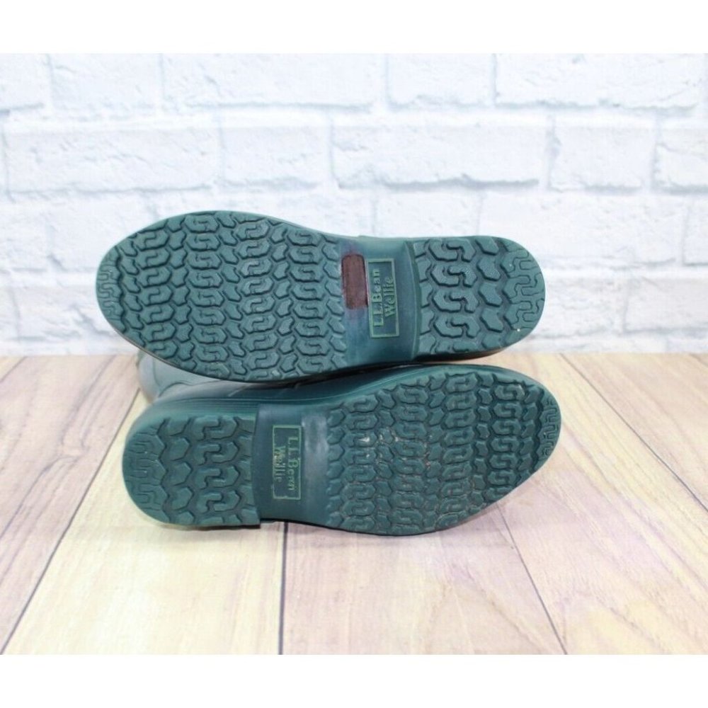 LL Bean Upland Wellies Dark Green Rubber Camo Tall Rain Boots Size 7 M - Picture 12 of 12